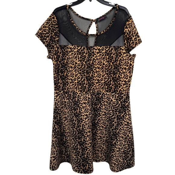 Annabelle USA Dress Size 3X Leopard Animal Print Mesh Fit and Flare Retro - Picture 1 of 5